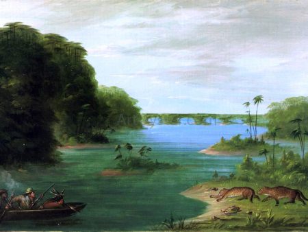 A Jaguar Hunt, Brazil by George Catlin - Hand-Painted Oil Painting on Canvas Online Hot Sale