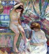 Marthe and Madame Lebasque at the Fountain by Henri Lebasque - Hand-Painted Oil Painting on Canvas For Cheap