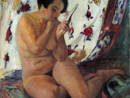 Nude Seated by a Mirror by Henri Lebasque - Hand-Painted Oil Painting on Canvas Online now