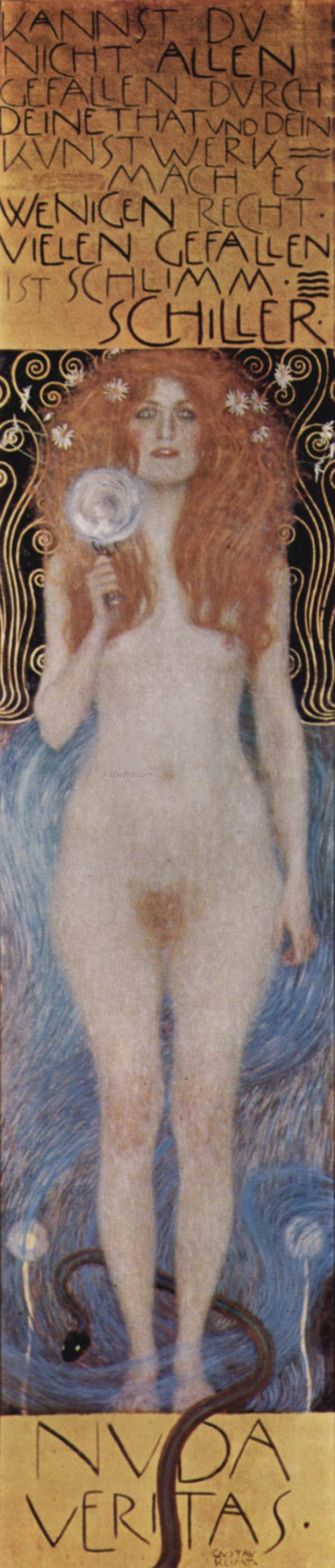 Nude Veritas by Gustav Klimt - Hand-Painted Oil Painting on Canvas Fashion