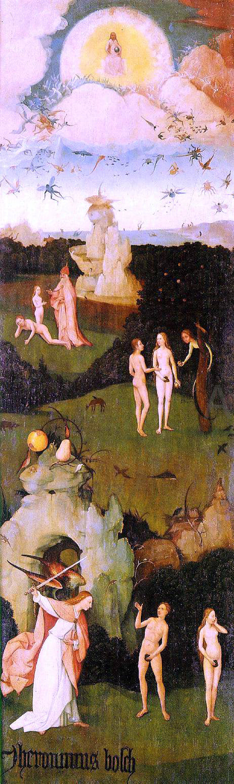 Haywain, left wing of the triptych by Hieronymus Bosch - Hand-Painted Oil Painting on Canvas For Sale