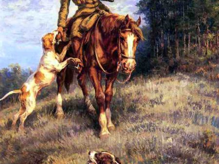 A Hunter and His Dogs by Edmond H Osthaus - Hand-Painted Oil Painting on Canvas Cheap