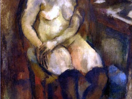 Nude with Black Stockings by Jules Pascin - Hand-Painted Oil Painting on Canvas For Cheap