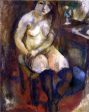 Nude with Black Stockings by Jules Pascin - Hand-Painted Oil Painting on Canvas For Cheap