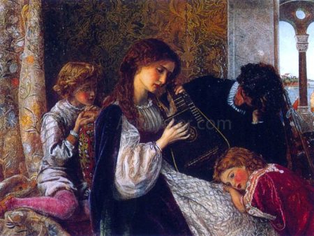 A Music Party by Arthur Hughes - Hand-Painted Oil Painting on Canvas For Cheap