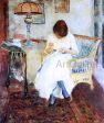 A Girl Sewing by Charles Webster Hawthorne - Hand-Painted Oil Painting on Canvas on Sale