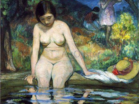 A Bather by Henri Lebasque - Hand-Painted Oil Painting on Canvas For Sale