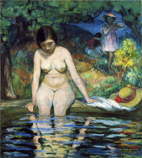 A Bather by Henri Lebasque - Hand-Painted Oil Painting on Canvas For Sale