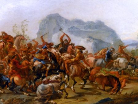 A Battle Between Scipio Africanus and the Carthaginians by Francesco Maria Raineri - Hand-Painted Oil Painting on Canvas Online now