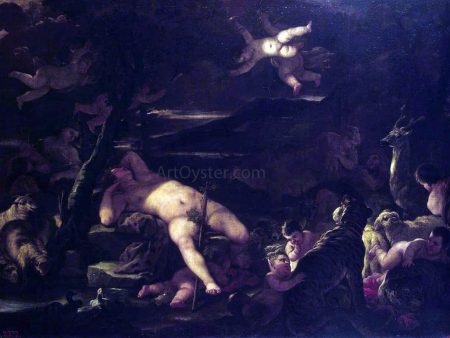 Young Bacchus Sleeping by Luca Giordano - Hand-Painted Oil Painting on Canvas Sale