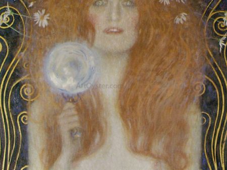 Nude Veritas Detail by Gustav Klimt - Hand-Painted Oil Painting on Canvas For Sale