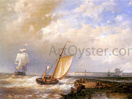 A Dutch Pink Heading Out To Sea, With Shipping Beyond by Senior Abraham Hulk - Hand-Painted Oil Painting on Canvas Online Hot Sale