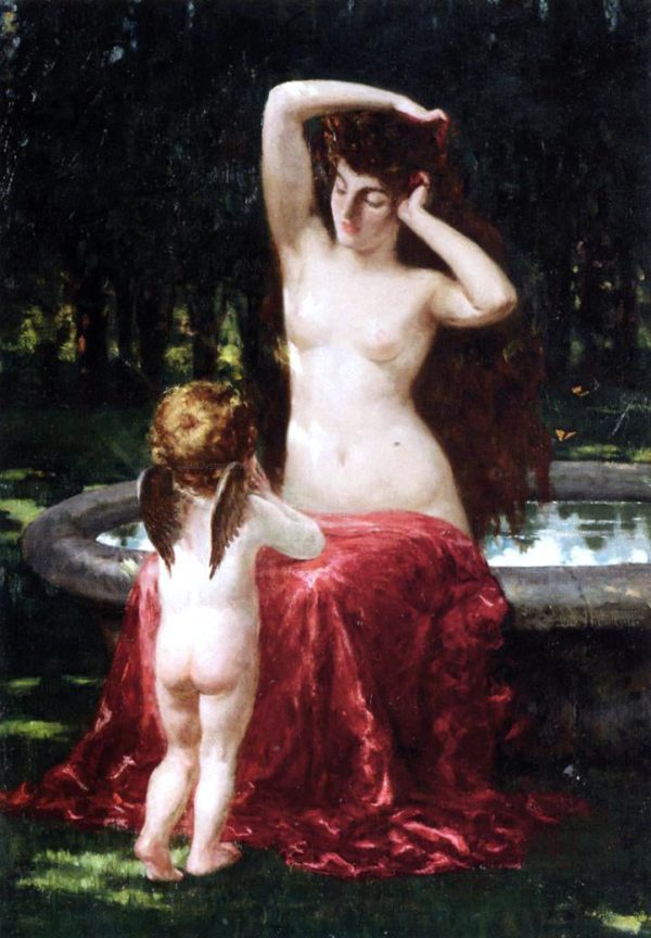 Sylvan Toilette by James Carroll Beckwith - Hand-Painted Oil Painting on Canvas on Sale