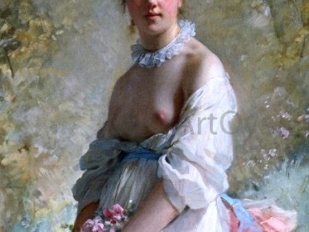 A Beauty with a Bouquet by Charles Chaplin - Hand-Painted Oil Painting on Canvas Cheap