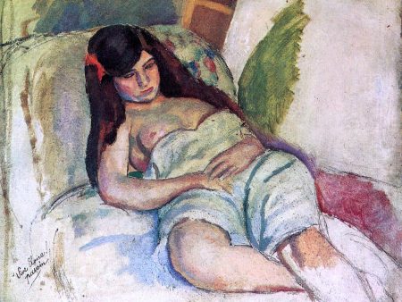 Reclining Woman by Jules Pascin - Hand-Painted Oil Painting on Canvas Sale