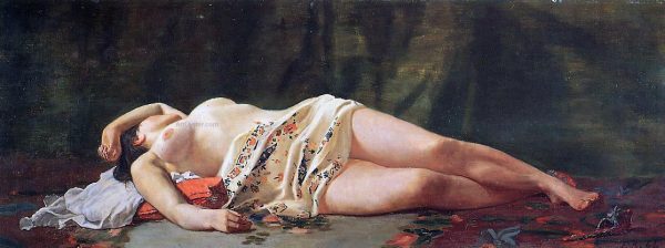 Reclining Nude by Jean Frederic Bazille - Hand-Painted Oil Painting on Canvas Fashion