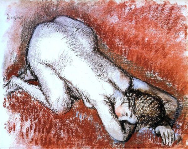 Kneeling Nude by Edgar Degas - Hand-Painted Oil Painting on Canvas Cheap