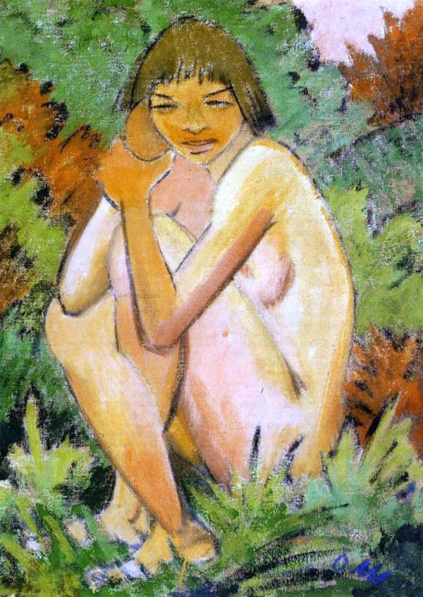 Seated Nude in the Countryside by Otto Mueller - Hand-Painted Oil Painting on Canvas Sale