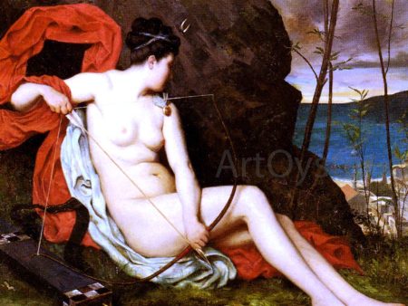 Diane La Chasseuse by Horace De Callias - Hand-Painted Oil Painting on Canvas For Sale