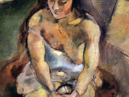 Model on a Stool by Jules Pascin - Hand-Painted Oil Painting on Canvas on Sale