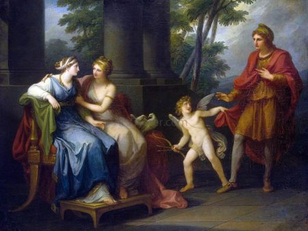 Venus Induces Helen to Fall in Love with Paris by Angelica Kauffmann - Hand-Painted Oil Painting on Canvas For Cheap