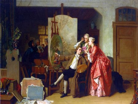 A Visit to Watteau s Studio by Jean Carolus - Hand-Painted Oil Painting on Canvas on Sale