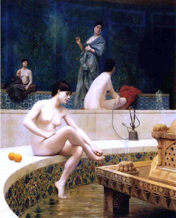 Harem Bathing by Jean-Leon Gerome - Hand-Painted Oil Painting on Canvas Discount