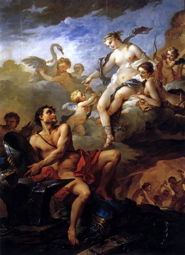 Venus Demanding Arms from Vulcan for Aeneas by Charles Joseph Natoire - Hand-Painted Oil Painting on Canvas on Sale