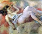 Nude Sleeping by Jules Pascin - Hand-Painted Oil Painting on Canvas For Sale