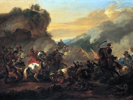 A Cavalry Battle Scene by Jan Wyck - Hand-Painted Oil Painting on Canvas Online Hot Sale