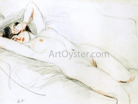 Reclining Nude by Paul Cesar Helleu - Hand-Painted Oil Painting on Canvas Discount