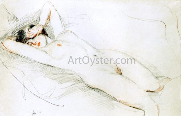 Reclining Nude by Paul Cesar Helleu - Hand-Painted Oil Painting on Canvas Discount