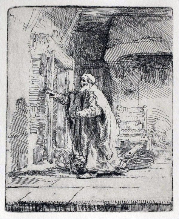 Tobit Blind, with the Dog by Rembrandt Van Rijn - Hand-Painted Oil Painting on Canvas For Sale