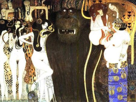 The Beethoven Frieze the Hostile Powers Left Part Detail  by Gustav Klimt - Hand-Painted Oil Painting on Canvas Supply