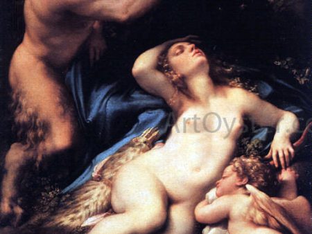 Venus and Cupid with a Satyr by Correggio - Hand-Painted Oil Painting on Canvas Fashion