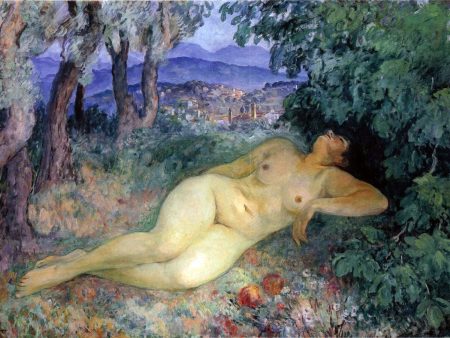 A Large Nude at Cannes by Henri Lebasque - Hand-Painted Oil Painting on Canvas on Sale