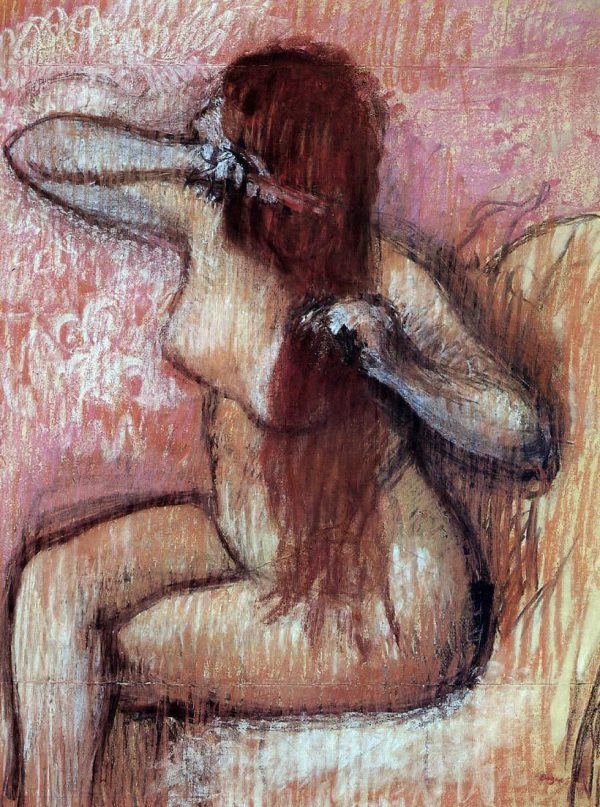 Seated Nude Combing Her Hair by Edgar Degas - Hand-Painted Oil Painting on Canvas For Sale