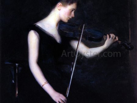 A Girl with Violin (also known as The Violinist) by Edmund Tarbell - Hand-Painted Oil Painting on Canvas For Sale