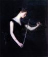 A Girl with Violin (also known as The Violinist) by Edmund Tarbell - Hand-Painted Oil Painting on Canvas For Sale