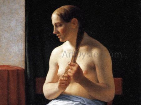 Seated Nude Model by Christoffer Wilhelm Eckersberg - Hand-Painted Oil Painting on Canvas For Sale