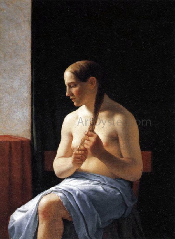 Seated Nude Model by Christoffer Wilhelm Eckersberg - Hand-Painted Oil Painting on Canvas For Sale