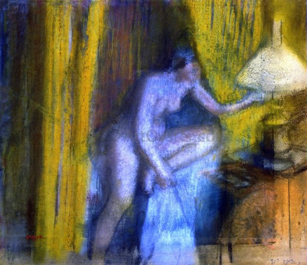 Bedtime (also known as Woman Extinguishing Her Lamp) by Edgar Degas - Hand-Painted Oil Painting on Canvas Discount