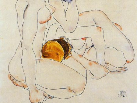 Two Friends by Egon Schiele - Hand-Painted Oil Painting on Canvas Online