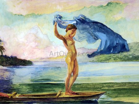 Fayaway Sails Her Boat, Samoa by John La Farge - Hand-Painted Oil Painting on Canvas Online now