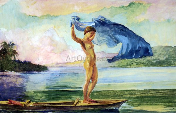 Fayaway Sails Her Boat, Samoa by John La Farge - Hand-Painted Oil Painting on Canvas Online now