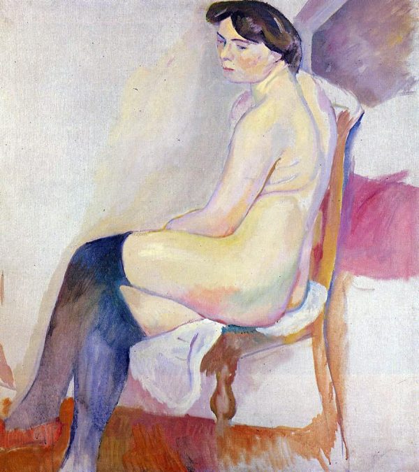 Seated Nude with Black Stockings by Jules Pascin - Hand-Painted Oil Painting on Canvas Online