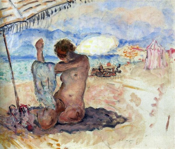 Nude on the Beach by Henri Lebasque - Hand-Painted Oil Painting on Canvas Online now