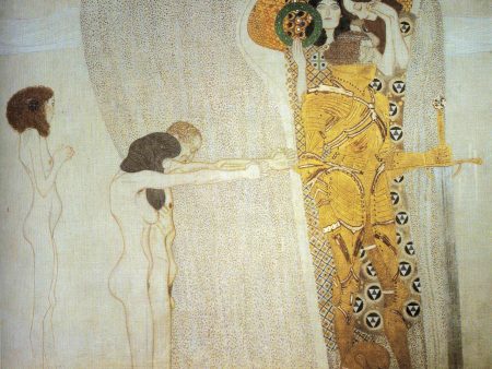 The Beethoven Frieze the Longing for Happiness Left Wall by Gustav Klimt - Hand-Painted Oil Painting on Canvas Online now