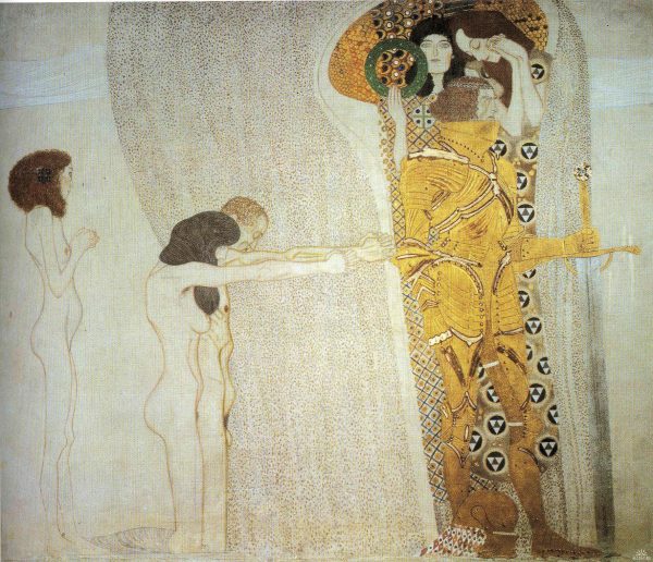 The Beethoven Frieze the Longing for Happiness Left Wall by Gustav Klimt - Hand-Painted Oil Painting on Canvas Online now