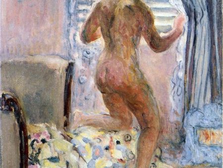 Nude by a window by Henri Lebasque - Hand-Painted Oil Painting on Canvas For Sale